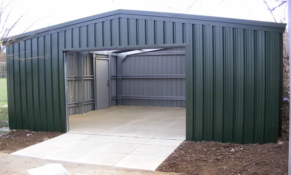 metal garage with workshop space