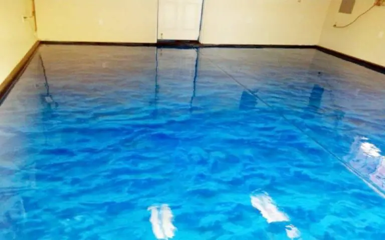 blue epoxy garage floor