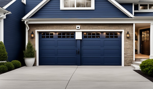dark blue garage door