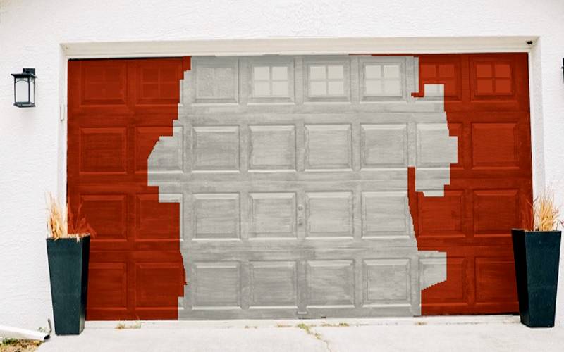 paint faux wooden garage doors