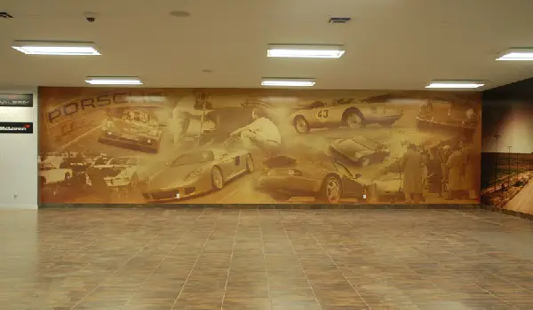 garage accent wall with wall mural