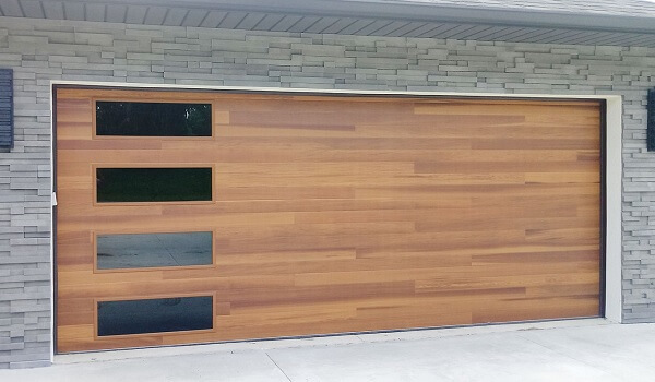 Plank garage doors modern