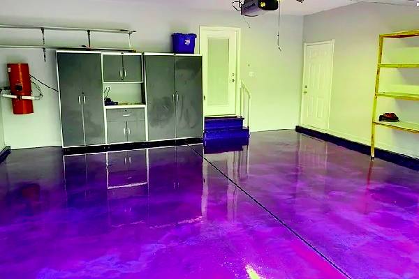 purple metallic epoxy floor