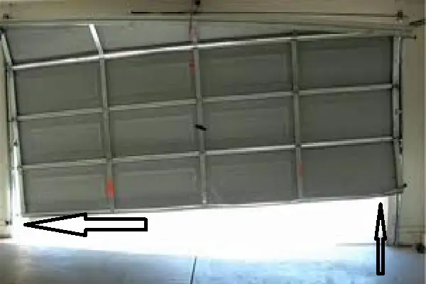 garage door shifted to one side
