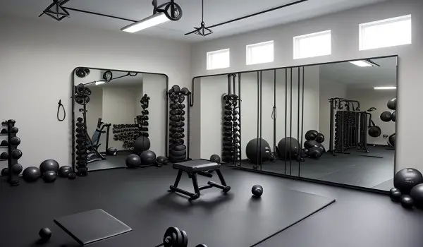 mirrors half garage gym ideas