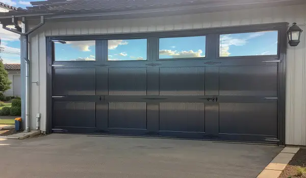 black roll up garage doors with windows