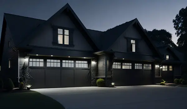 black tilt up garage doors with windows