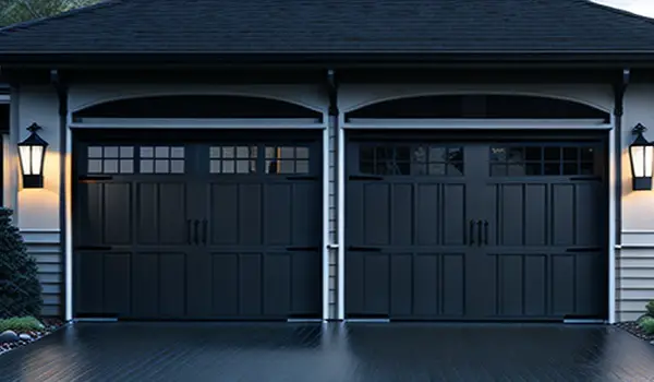 black vinyl garage doors with windows