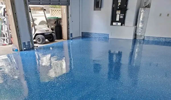 blue flake epoxy floor