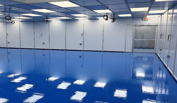 solid color blue epoxy floor