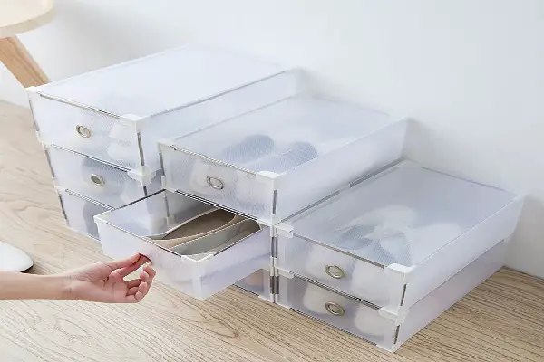 plastic shoe boxes storage