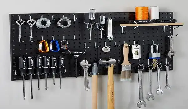 painted pegboard wall garage