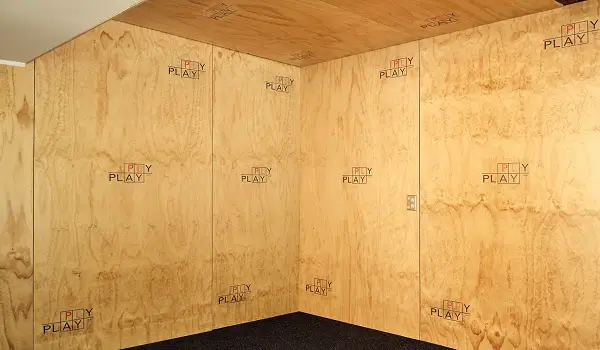 vertical plywood sheathing in a garage