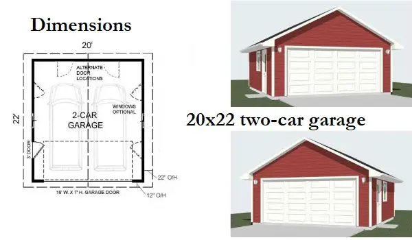 20x22 two-car garage