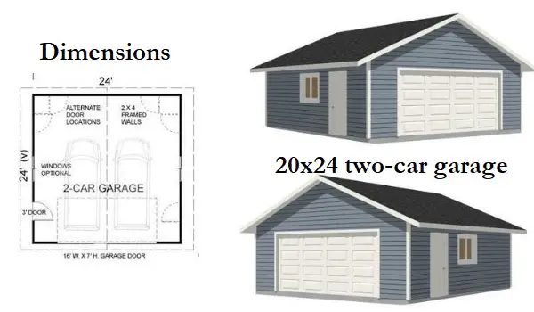 20x24 two-car garage