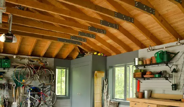 exposed beams garage ceiling