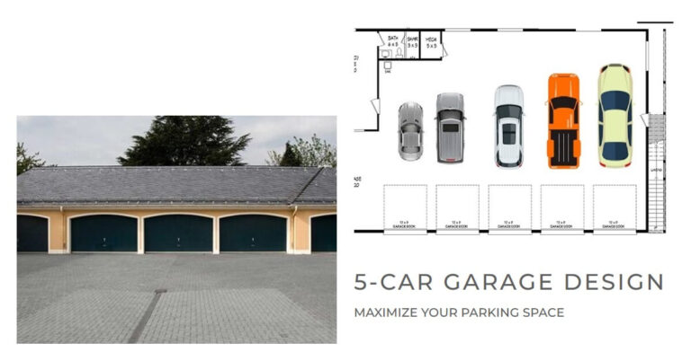 how many square feet is a 5 car garage