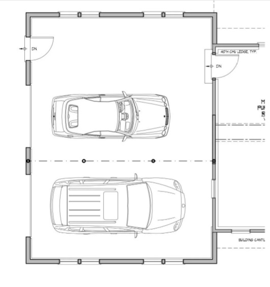 layout of the 2 car Garage