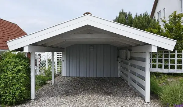 simple carport with a pitched roof