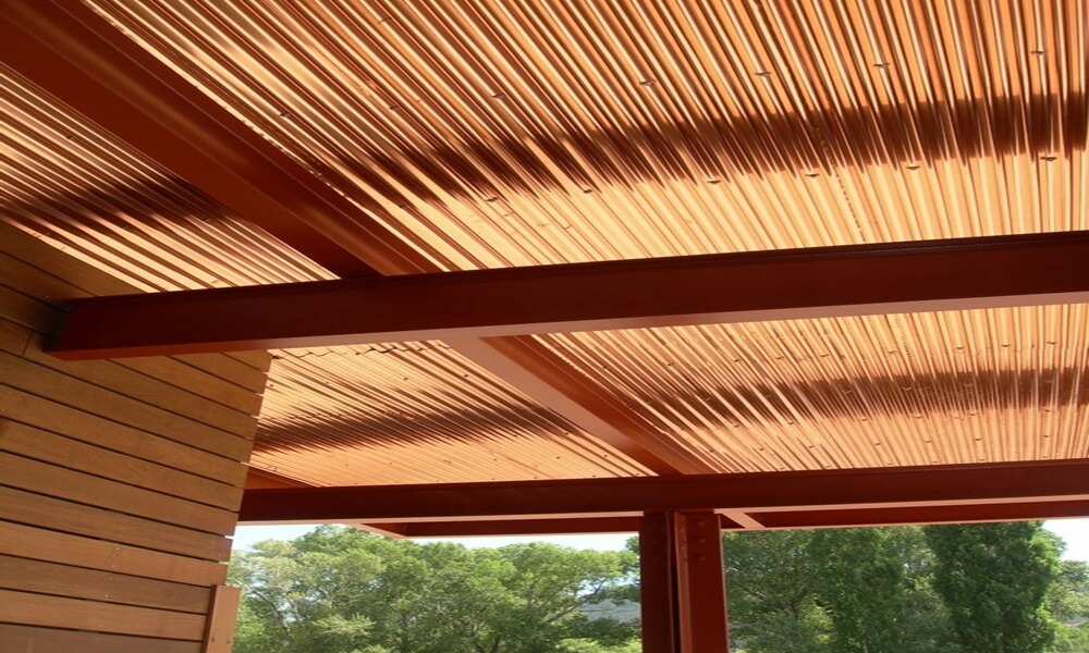 Corrugated Metal Panels for Modern Edge Porch Ceiling