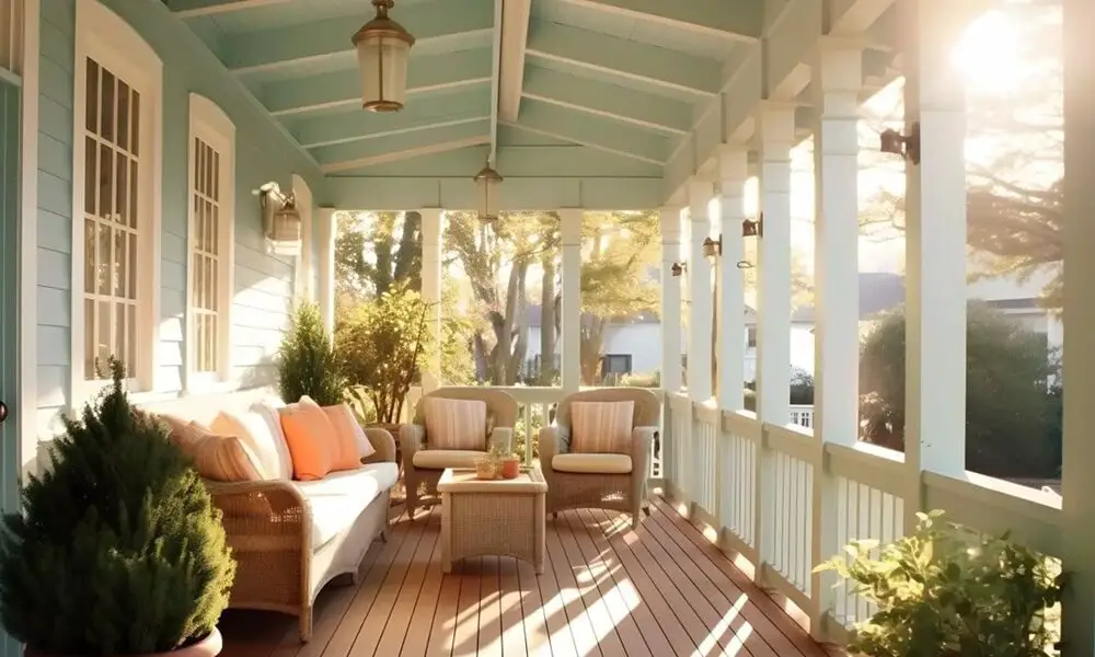Recycled Materials for Eco-Chic Porch Ceiling