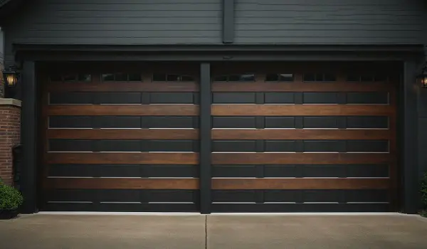 black carriage garage door panel beadboard design