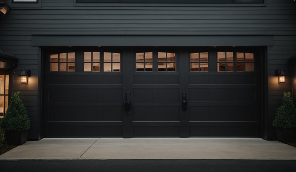black carriage garage door windows design