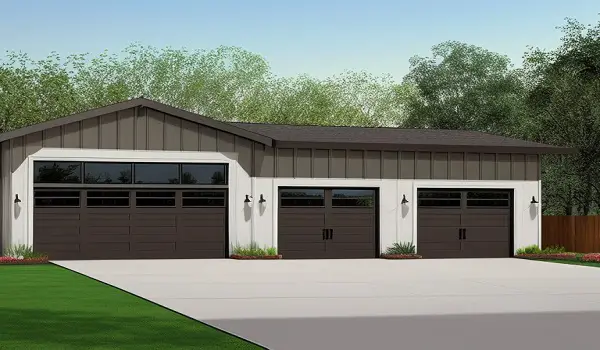 detached garage ranch style house