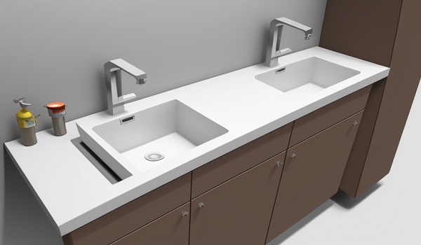 wall-mounted sink maximizing space efficiency