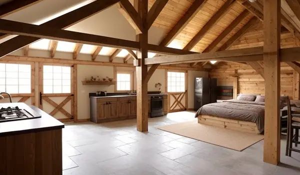 barn garage with living quarters space badroom