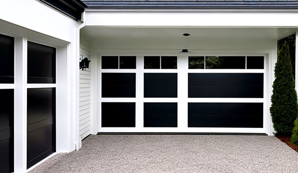 black garage door for white house