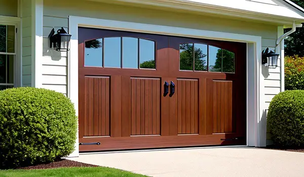 brown garage door for white house