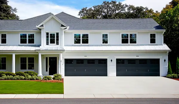 gray garage door for white house