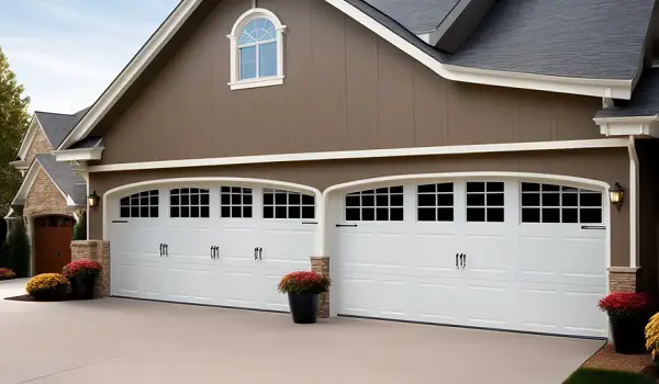 decorating a double garage door with windows