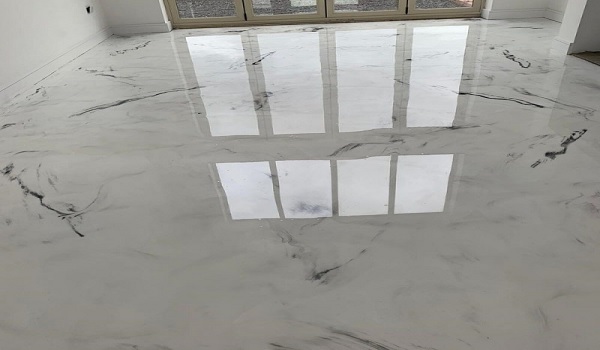 pearl white marble epoxy floor