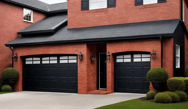 popular red brick house with black garage door interior trends