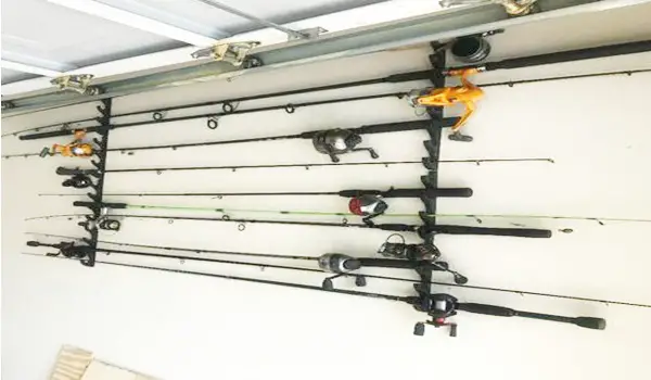 garage door fishing rod holders