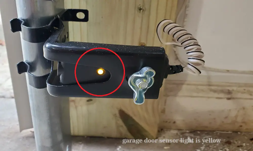 garage door sensor light is yellow