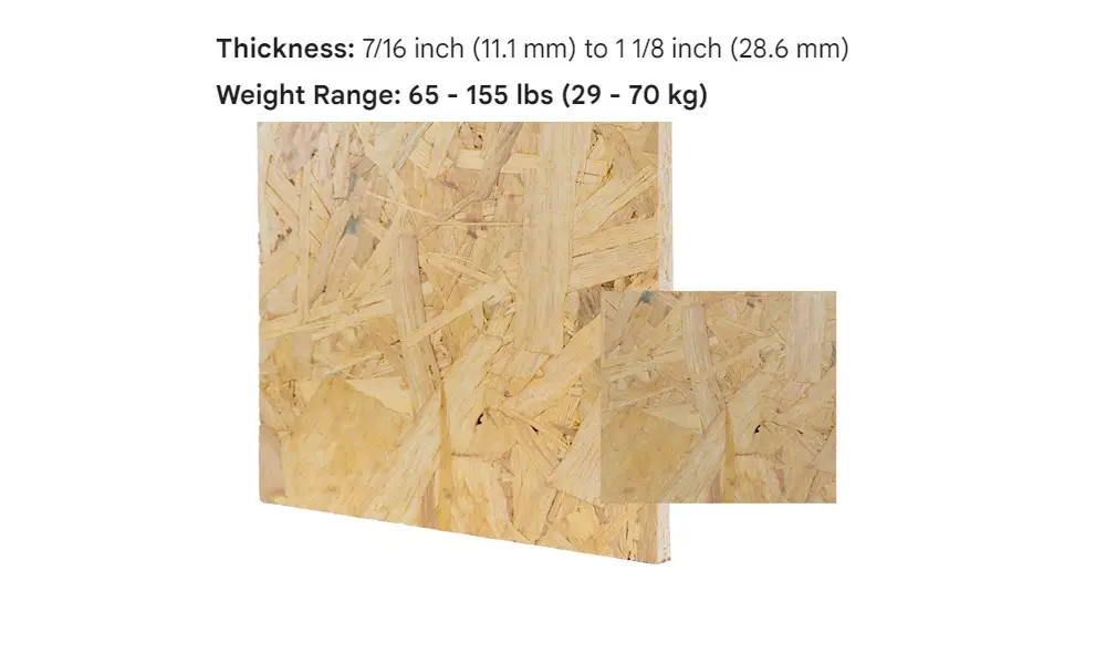 general osb weight range